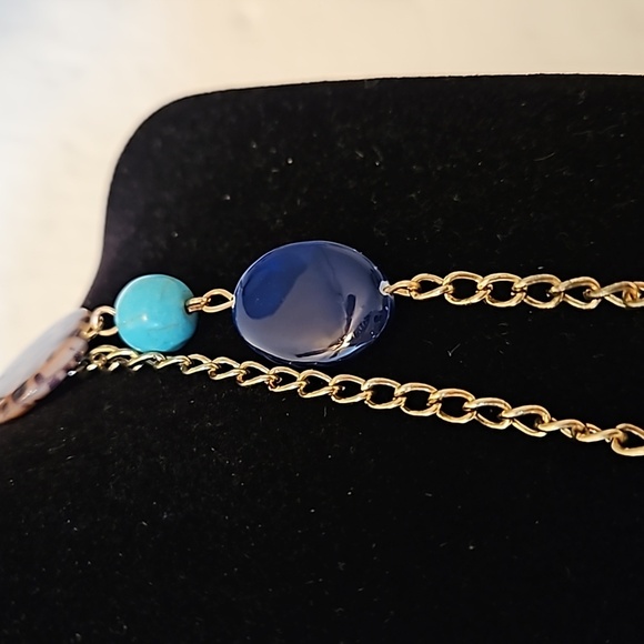 36"L Glass, Lucite, Metal & Stone Beads on Goldtone Chain w/ 3"Ext - Picture 5 of 8